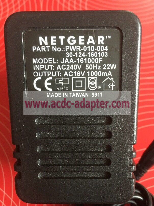 Netgear JAA-161000F 30-124-160102 AC16V 1000mA PWR-010-004 AC POWER ADAPTOR CHARGE - Click Image to Close